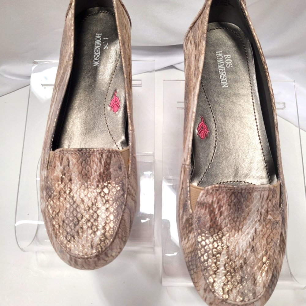Ros Hommerson Women's Regan Gold Faux Snakeskin Loafers